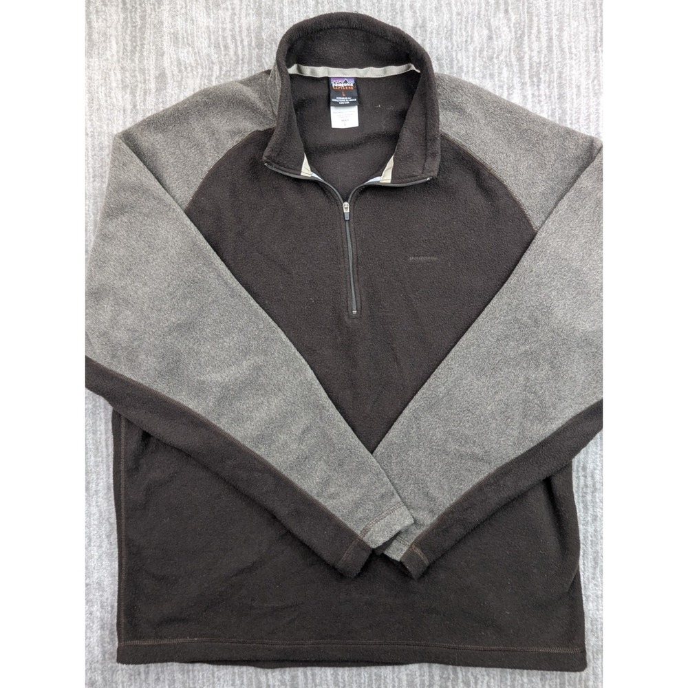 Vintage 90s Patagonia Capilene 1/4 Zip Pullover Mens Large Two Tone Brown Fleece